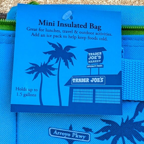 Trader Joe’s Mini Reusable Blue-Green Insulated Cooler Bag -NEW - Picture 3 of 4
